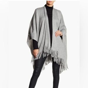 Vince Camuto Light Gray Fringe Poncho